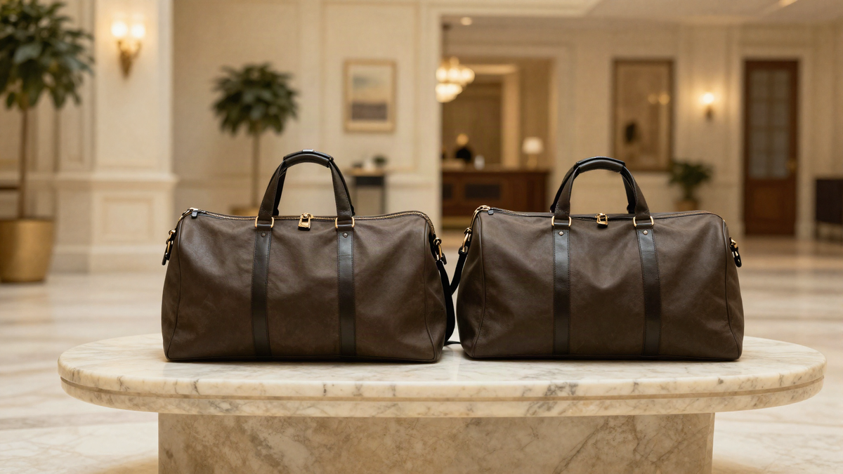 Sacs de voyage élégants dans un hall parisien — Soniel Paris