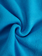 Robe midi bleue col roulé — détail de la maille bleue chinée