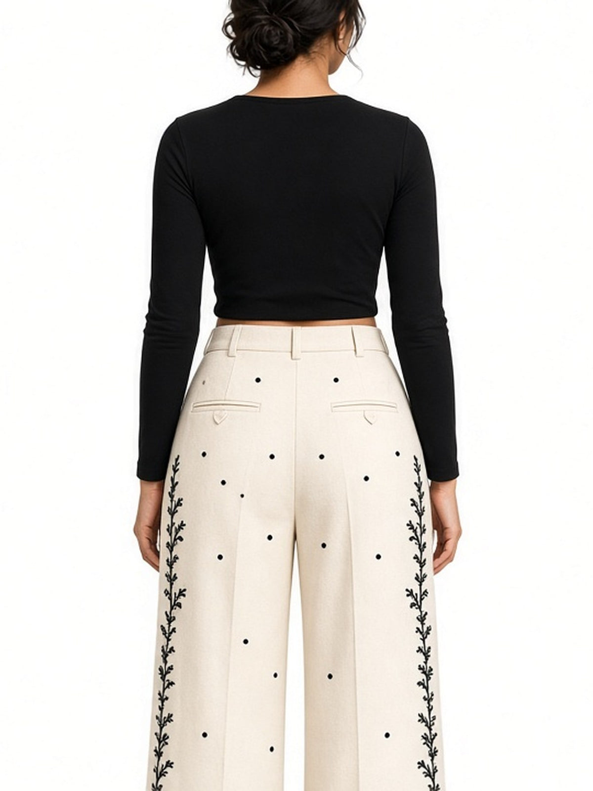 Pantalon brodé à jambe large – vue de face