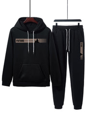 Ensemble sweat capuche graphisme arbre noir — pièce isolée sur cintre, vue de face