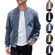 Veste décontractée légère bleu clair — vue portée en marche, avec aperçu des autres coloris