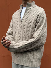 Pull demi-zip à torsades