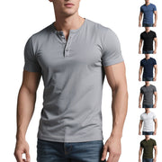 T-shirt long à col rond gris clair — vue portée de face, avec aperçu des autres coloris