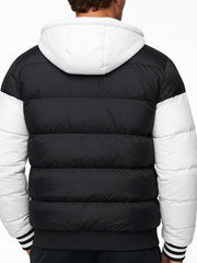 Blouson bicolore à capuche et écussons — Vue de dos