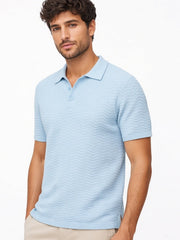 Polo texture vague col chemise — vue de profil