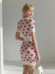 Robe courte côtelée motif cœurs blanc crème — vue portée de dos