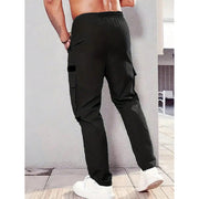 Pantalon cargo poches rabat noir — vue portée de dos