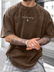 T-shirt urbain respirant marron café — vue portée de face