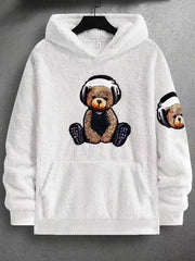 Sweat à capuche ours peluche blanc — pièce isolée, vue de face