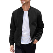 Veste décontractée légère noir — vue portée de face, fond blanc