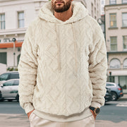 Sweat à capuche aspect duveteux crème — vue portée de face