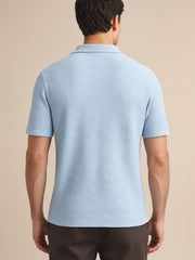 Polo texture vague col chemise — vue de dos