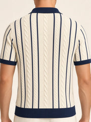 Chemise maille rayée bordures contrastées — vue portée de dos, autre prise