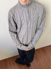 Pull demi-zip à torsades