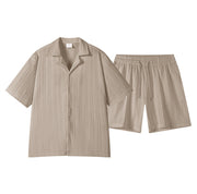 Ensemble deux pièces maille beige — vue à plat, de face