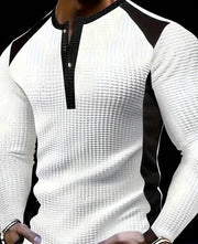 Chemise patchwork col tunisien blanc — vue portée de face