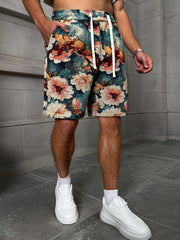 Short à motif floral — vue portée de face, debout