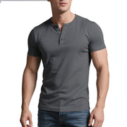 T-shirt long à col rond gris foncé — vue portée de face