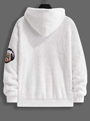 Sweat à capuche ours peluche blanc — pièce isolée, vue de dos
