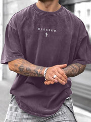 T-shirt urbain respirant violet foncé — vue portée de face