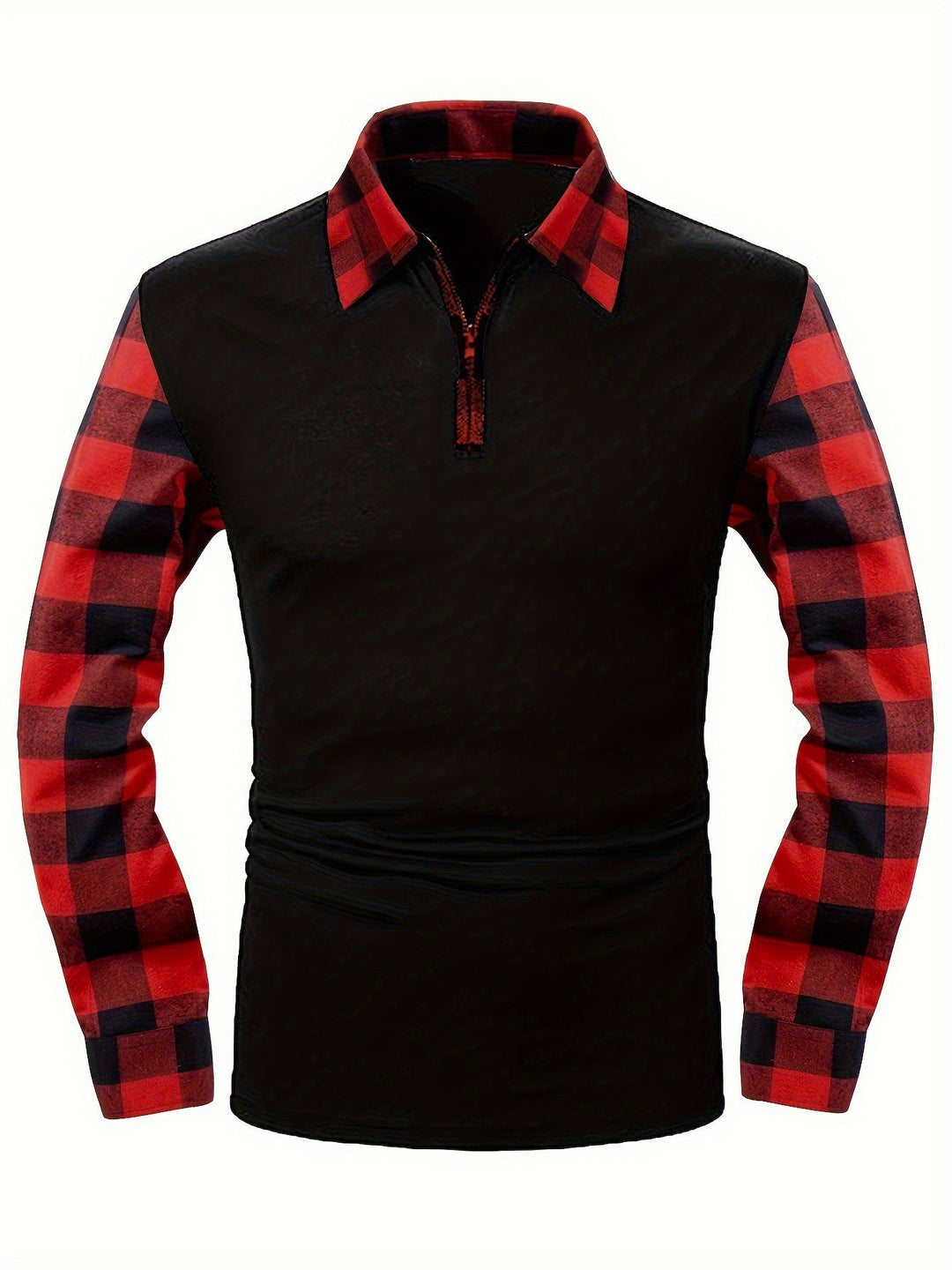 Polo demi-zip motif carreaux