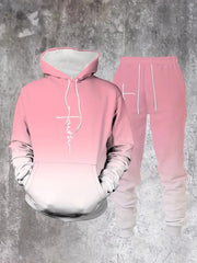 Ensemble sweat à capuche dégradé rose — pièce isolée, vue de face