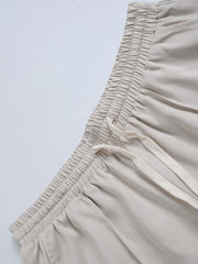 Ensemble détente à revers beige — détail ceinture élastique et cordon du pantalon