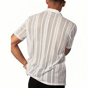 Chemise semi-transparente à manches courtes blanc — vue portée de dos