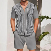 Ensemble chemise ample deux pièces gris — vue portée de face