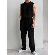 Ensemble sans manches pantalon ample noir — vue portée en pied, de face, autre prise