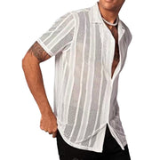 Chemise semi-transparente à manches courtes blanc — vue portée de profil
