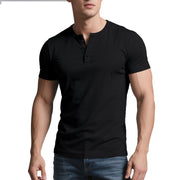 T-shirt long à col rond noir — vue portée de face