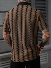 Chemise à rayures ondulées marron et noir — vue portée de dos