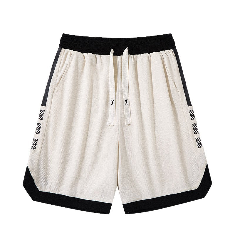 Short basketball rétro beige, vue de face
