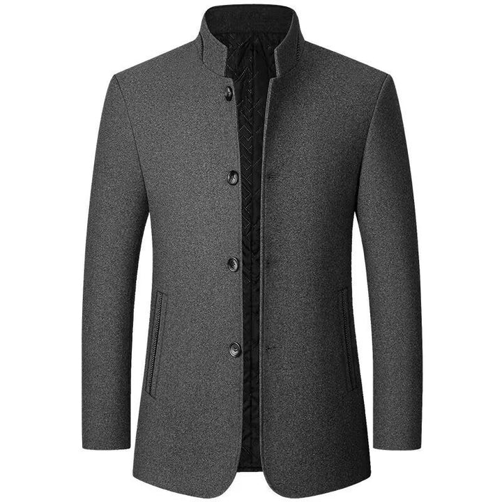 Manteau à col montant gris moyen, vue de face