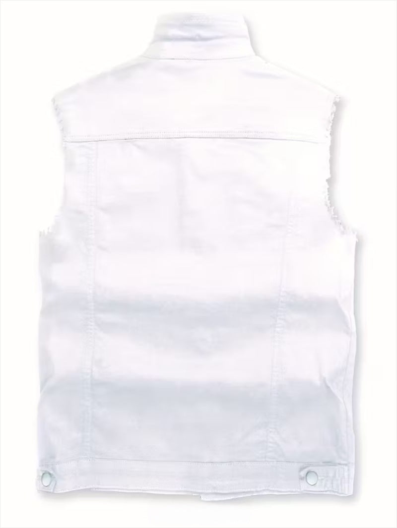 Gilet blanc sans manches — vue de dos à plat