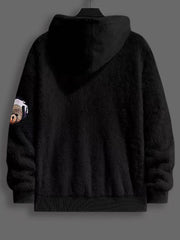 Sweat à capuche ours peluche noir — pièce isolée, vue de dos