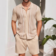 Ensemble chemise ample deux pièces beige — vue portée de face