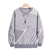 Pull à motif ondulé violet clair et gris — pièce isolée, vue de face