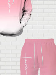 Ensemble sweat à capuche dégradé rose — gros plan du bas du sweat et de la taille du pantalon