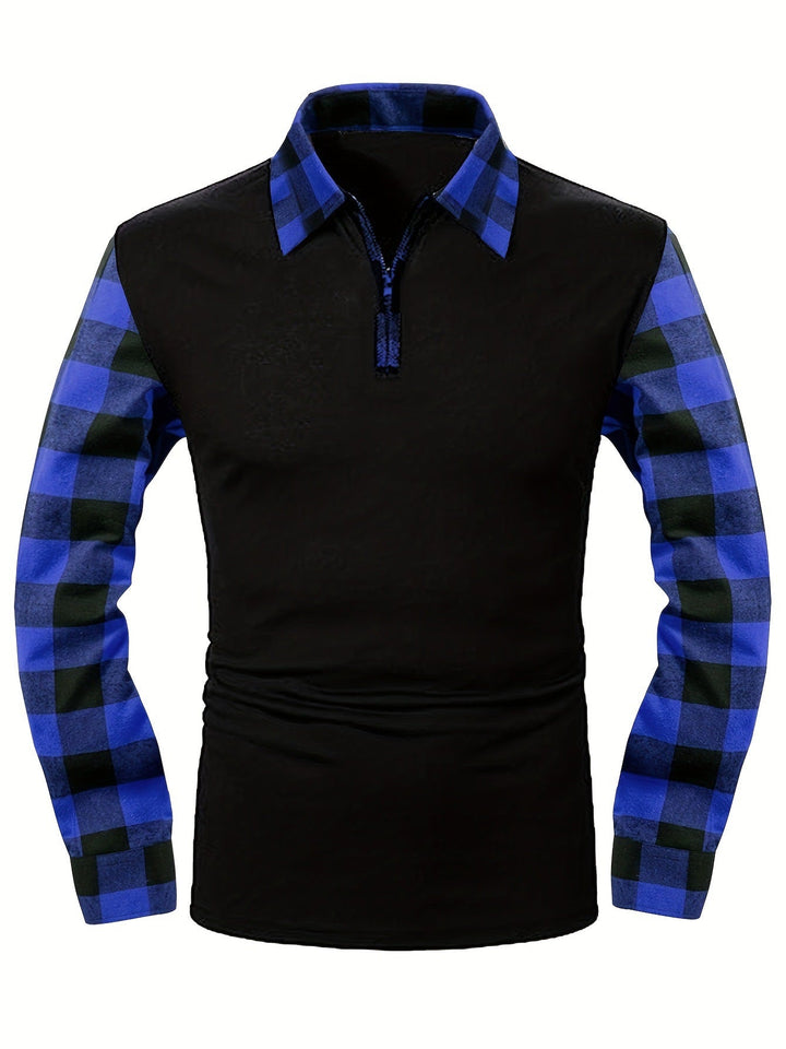Polo demi-zip motif carreaux