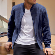 Veste décontractée légère bleu marine — vue portée de face