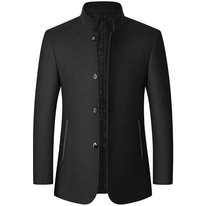 Manteau à col montant noir, vue de face