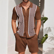 Ensemble chemise ample deux pièces marron — vue portée de face