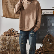 Sweat uni à épaules tombantes marron — vue portée de trois-quarts