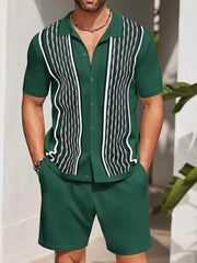 Ensemble chemise ample deux pièces vert foncé — vue portée de face