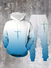 Ensemble sweat à capuche dégradé bleu ciel — pièce isolée, vue de face