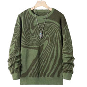 Pull à motif ondulé vert — pièce isolée, vue de face