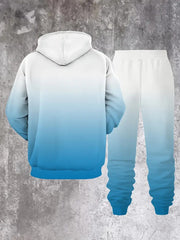 Ensemble sweat à capuche dégradé bleu ciel — pièce isolée, vue de dos