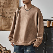 Sweat uni à épaules tombantes marron — vue portée de face